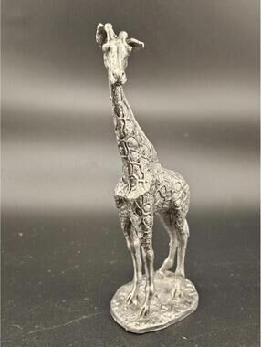 970s Pewter Giraffe Figurine Signed M.R. Bartlett Safari Wildlife Sculpture 6.5"